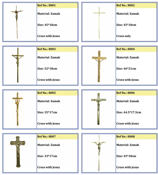Croix plate en métal pour le couvercle 8002 de cercueil